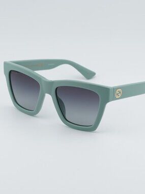 Gucci GG1714S 004 Women Sunglasses Green Square Frame, Grey Lenses